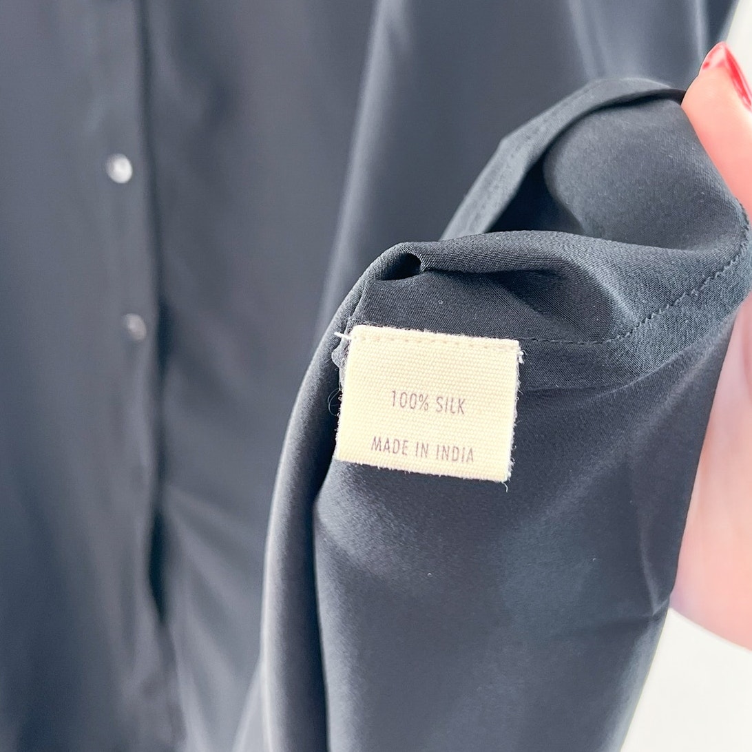 Ali Golden Long Sleeve Silk Collared Swing Dress Xs/S Modern Minimalist Capsule — image 8 of 8